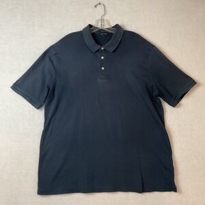 Lands End Polo Shirt Mens XL /T 46-48 Navy Blue Short Sleeves Supima Cotton Knit